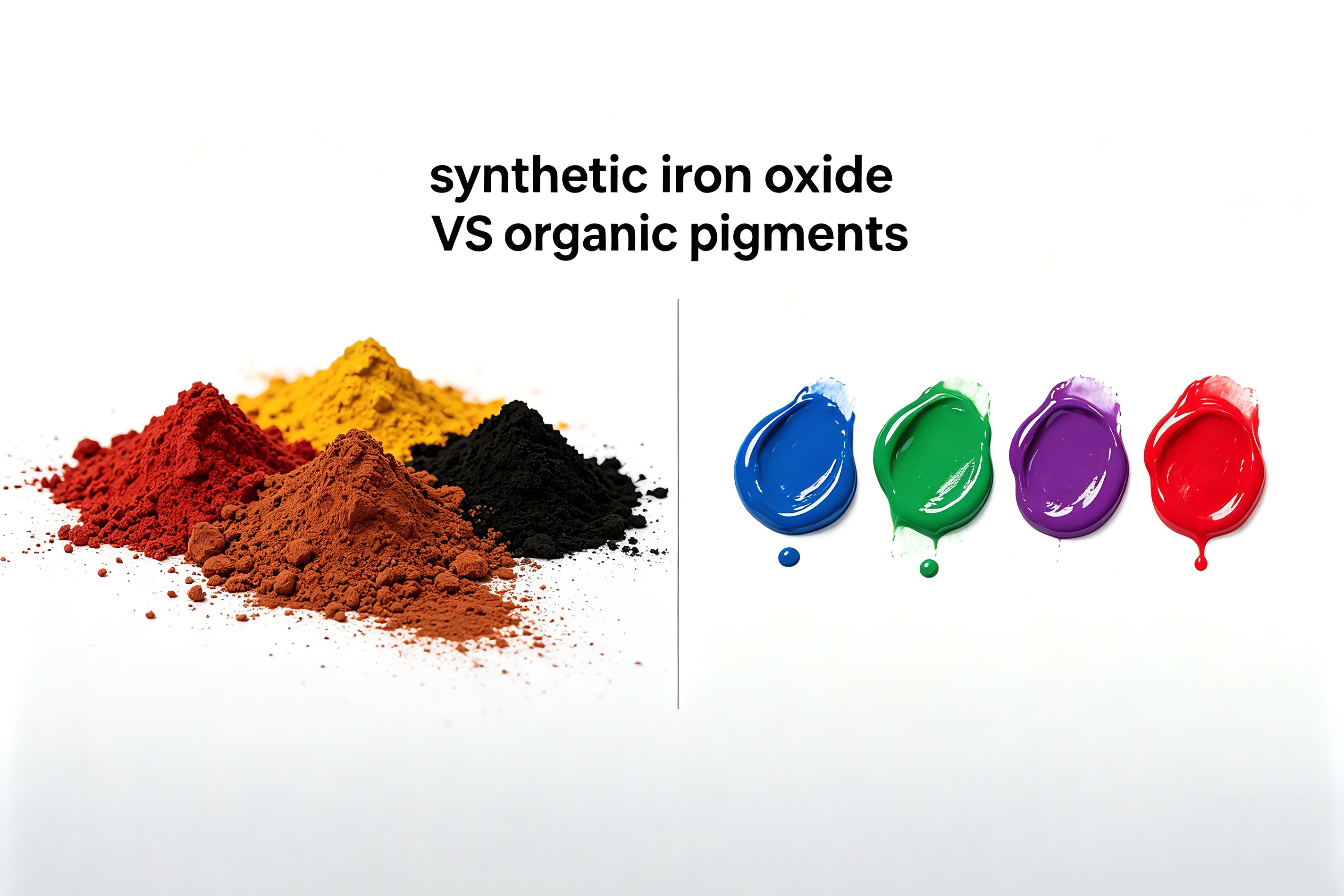 synthetic iron oxide pigments and organic pigments