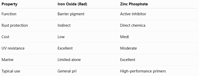 Quick Comparison: Iron Oxide (Red) VS Zinc Phosphate